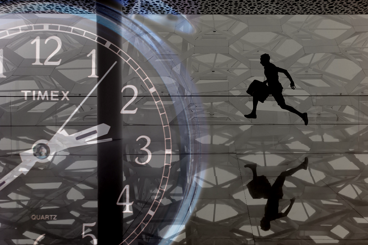 Man Running Against The Clock